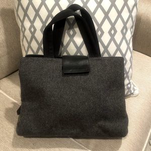 Prada  gray wool handbag with black cloth handle Locking compartment